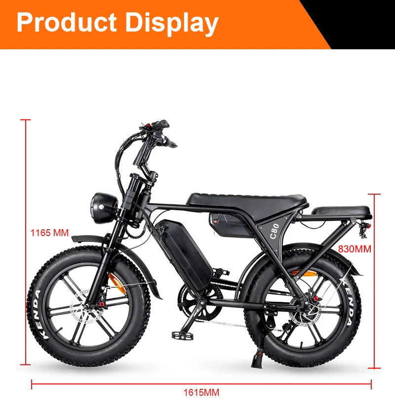 C80 20-Zoll-Fettreifen-Elektrofahrrad mit langer Ausdauer